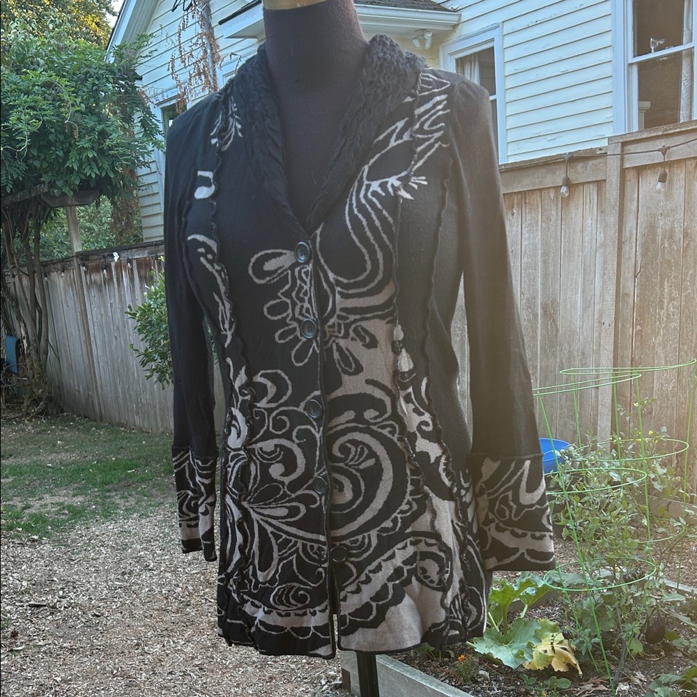 Elegant Black and Gray Women's Cardigan